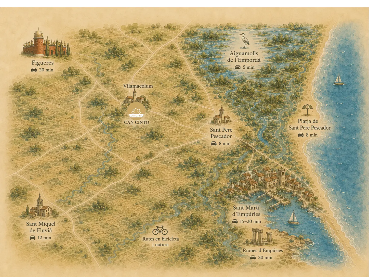 Mapa de l’entorn de Can Cinto i la Costa Brava